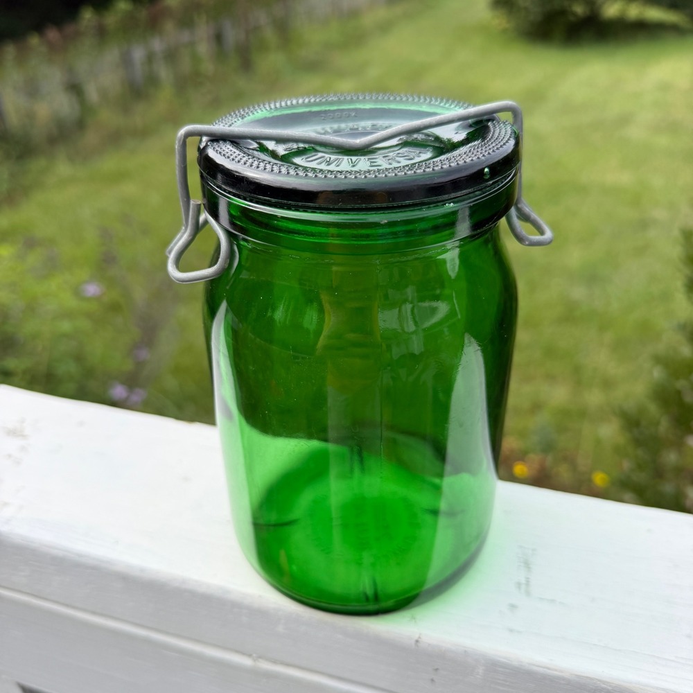 Bulach Glass Jar (Universal 1L) Switzerland Green Vintage Wire Bail Storage